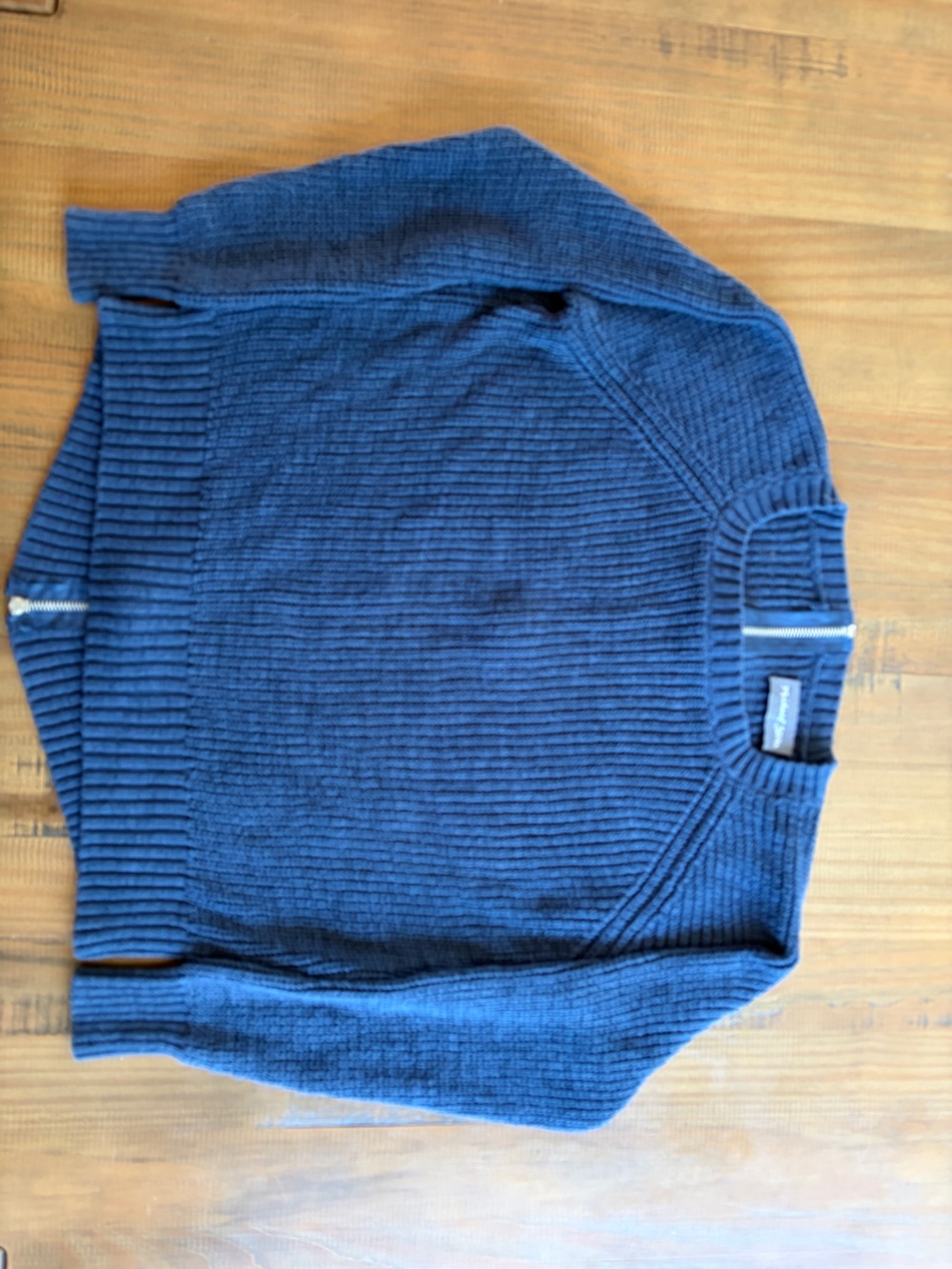 Michael Stars Navy Zip-Back Ribbed Sweater